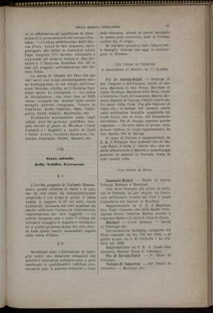 VIII. Stato attuale della Nobiltà Ferrarese