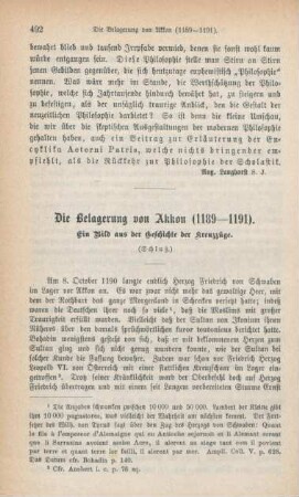 492-504 Die Belagerung von Akkon (1189-1191) : ein Bild aus der Geschichte der Kreuzzüge (Schluß)