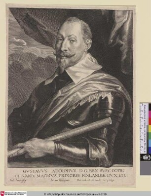 Gustavus Adolphus Rex [Porträt des Königs Gustav Adolph von Schweden; Gustavus Adolphus; Portret van Gustaaf II Adolf, koning van Zweden]