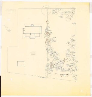 Wohnhaus Axel Springer Bernadottestraße 7-9, Berlin-Grunewald: Lageplan mit Baumaufmaßen 1:200