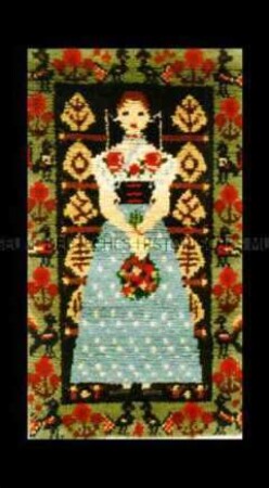 Knüpfteppich mit folkloristischem Motiv