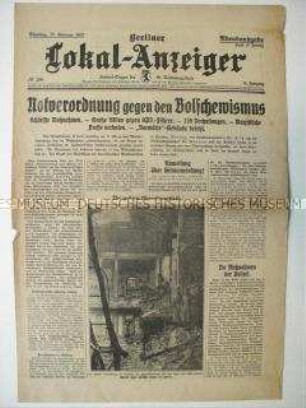 Berliner Lokal-Anzeiger zum Terror des NS-Regimes gegen die KPD nach dem Reichstagsbrand