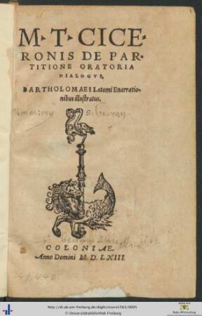 M.T.CICERONIS DE PARTITIONE ORATORIA DIALOGVS, BARTHOLOMAEI Latomi Enarrationibus illustratus