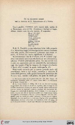 28: Di un graffito greco nella triclia di S. Sebastiano sull'Appia