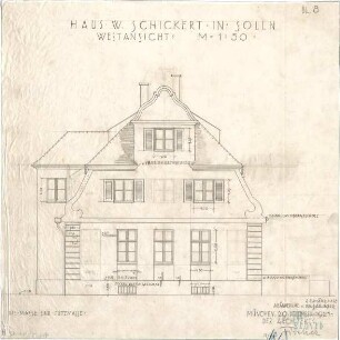 Fischer, Theodor; München - Solln; Haus Schickert - Westseite (Ansicht)
