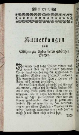Anmerkungen von Einigen zur Schreiberey gehörigen Sachen.