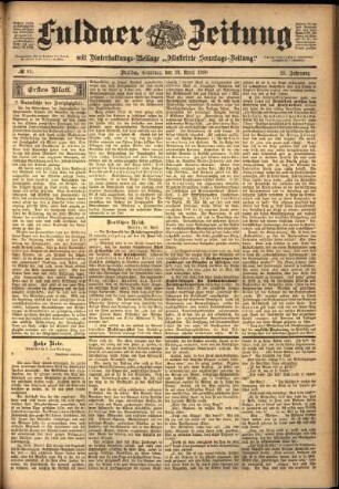 Erste Ausgabe vom Samstag, den 23. April 1898.