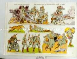 Ausschneidebogen mit Kriegsszenen aus dem Ersten Weltkrieg