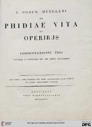 De Phidiae vita et operibus : commentationes tres