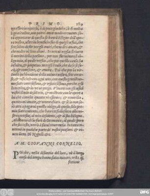 A M. Giovanni Cornelio.