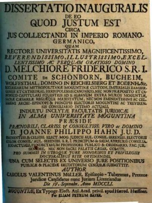 Dissertatio Inauguralis De eo quod justum est circa jus collectandi in imperio Romano-Germanico