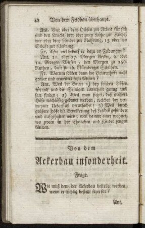 Von dem Ackerbau insonderheit.