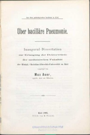 Über bacilläre Pneumonie