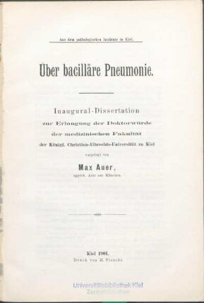 Über bacilläre Pneumonie