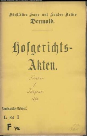Fischer im Nienhagen gegen Johann Jörgens in Orbke - Brautschatz