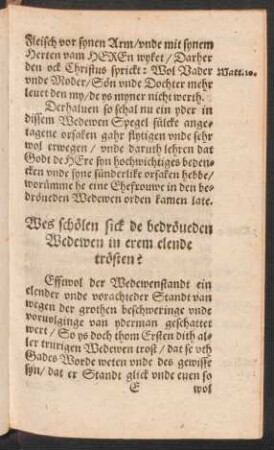 Wes schölen sick de bedröveden Wedewen in erem elende trösten?