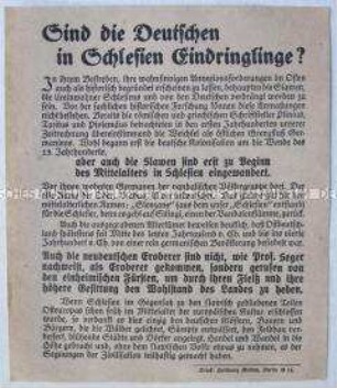 Handzettel zur Bekräftigung des historischen Anspruchs auf Schlesien