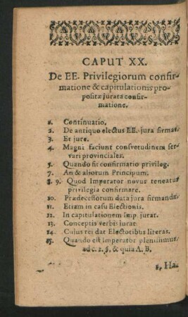 Caput XX. De EE. Privilegiorum confirmatione & capitulationis propositae iurata confirmatione.