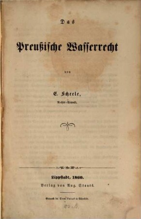 Das preußische Wasserrecht