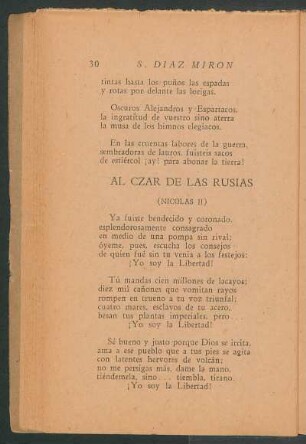 Al czar de las Rusias : (Nicolás II)