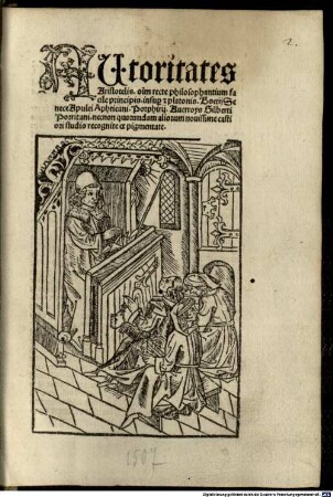 Auctoritates Aristotelis, in super et Platonis, Boetii, Senecae, Apulei Aphricani