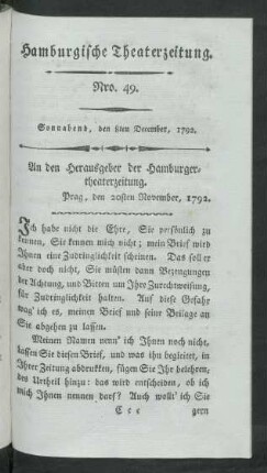 Nro. 49. Sonnabend, den 8ten December, 1792