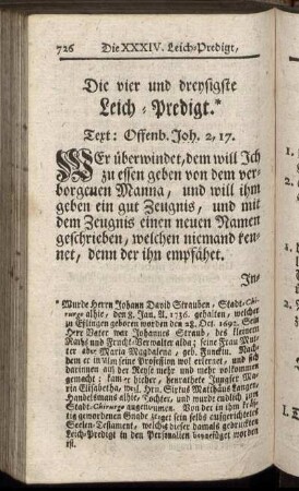 Die vier und dreysigste Leich-Predigt.