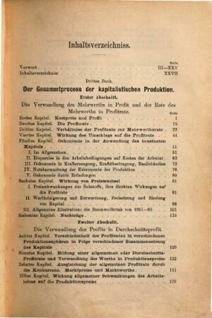Das Kapital : Kritik der politischen Oekonomie, 3,1. Der Gesammtprocess der kapitalistischen Produktion : Kapitel I bis XXVIII