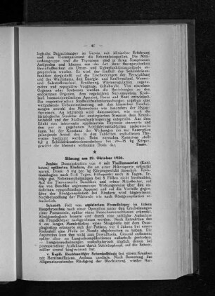 Sitzung am 19. Oktober 1926.