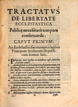 Tractatus de libertate ecclesiastica cum publica reipublicae necessitate confoederanda