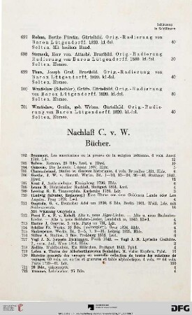 Nachlass C. v. W. Bücher (Nr. 702-722)