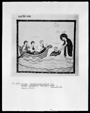 Codex Egberti — Rettung des sinkenden Petrus, Folio 27verso