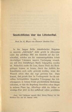 Jahrbuch des Schweizer Alpenclub : = Annuaire / Club Alpin Suisse. 20. 1884/85 (1885)