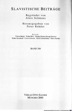 Diskontinuität und Tradition im System der tschechischen Anredepronomina : (1700 - 1850)