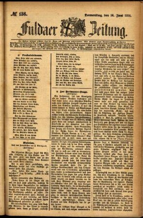 Ausgabe vom Donnerstag, den 16. Juni 1881.