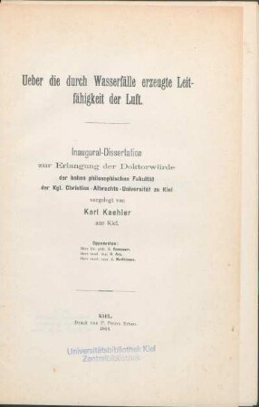Ueber die durch Wasserfälle erzeugte Leitfähigkeit der Luft