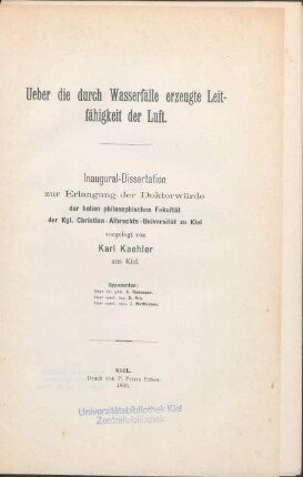 Ueber die durch Wasserfälle erzeugte Leitfähigkeit der Luft