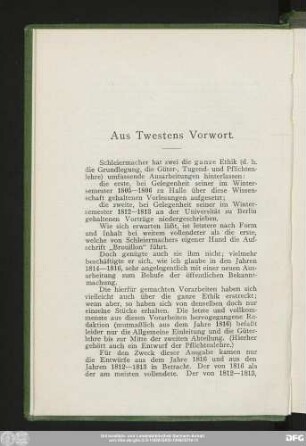 Aus Twestens Vorwort.