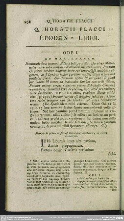 Q. Horatii Flacci Epōdon Liber