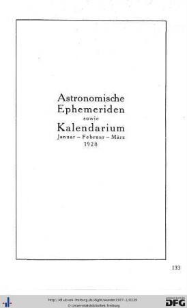 Astronomische Ephemeriden 1928
