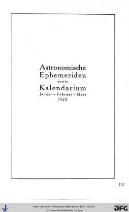 Astronomische Ephemeriden 1928