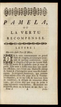 Lettre I. Mes très chers Père & Mère, ...