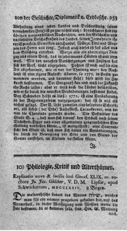 10) Philologie, Kritik und Alterthümer.