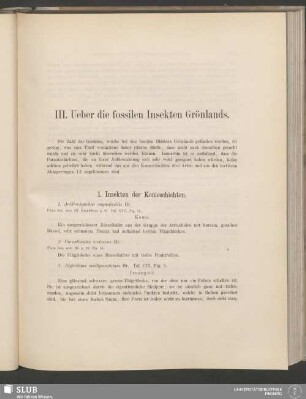 III. Ueber die fossilen Insekten Grönlands