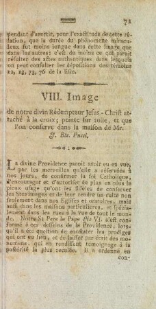 VIII. Image de notre divin Rédempteur Jesus-Christ attaché à la croix; ...