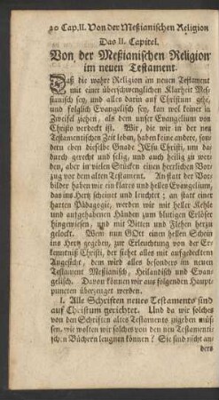 Das II. Capitel. Von der Meßianischen Religion im neuen Testament