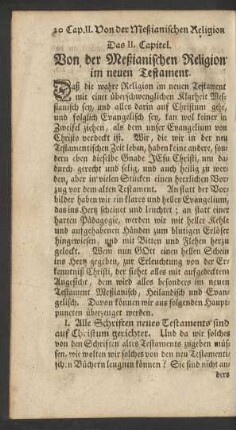 Das II. Capitel. Von der Meßianischen Religion im neuen Testament