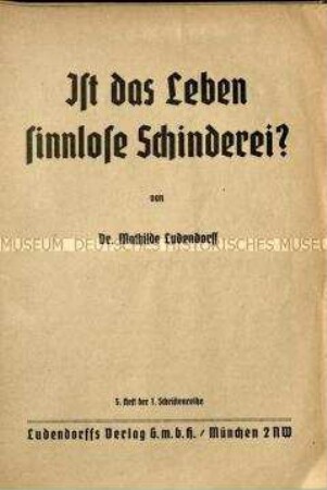 Pseudophilosophische Schrift von Mathilde Ludendorff