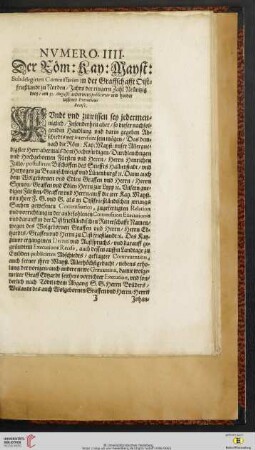 Nvmero IIII: Der Roem : Kays : Mayst: Subdelegirten Commissarien in der Grafftschafft Oistfrießlandt zu Norden [...]