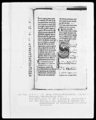 Missale — Initiale S (alve sancta), darin Drache mit Menschenkopf, Folio 284verso